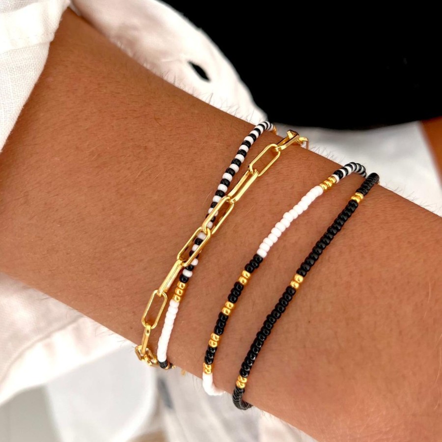 Bracelets Bands of Courage | La Petite Black Jaguar Glass Bracelet