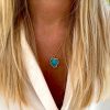 Necklaces Bands of Courage | Heart Reef Turquoise Heart, With 18K Gold Plated Surround & Necklace