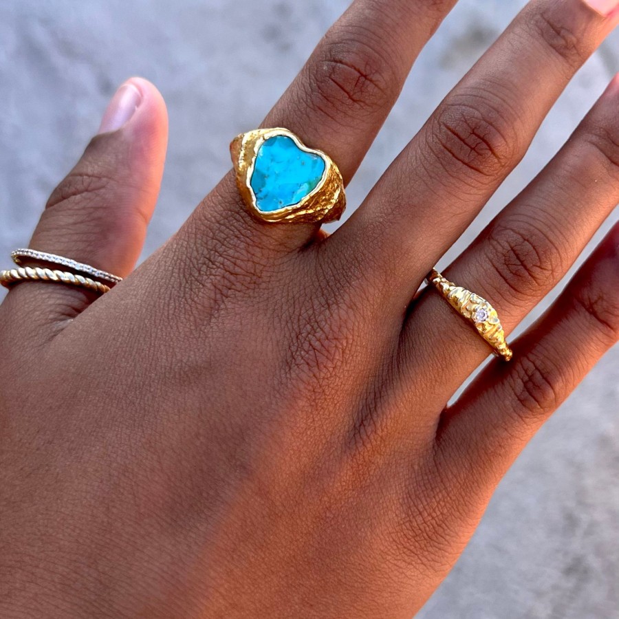 Women Bands of Courage | Heart Reef Turquoise Stone Signet Ring