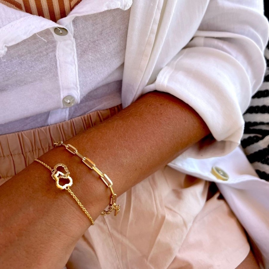 Bracelets Bands of Courage | Hugging Hearts Bracelet, 18K Gold Plated