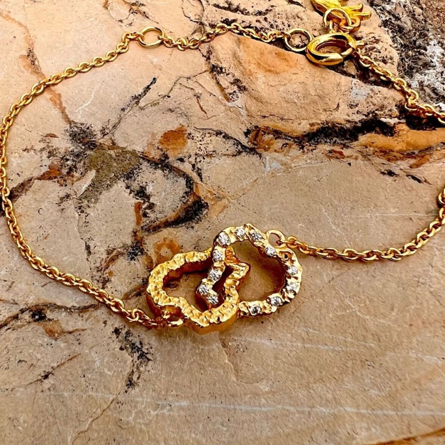 Bracelets Bands of Courage | Hugging Hearts Bracelet, 18K Gold Plated