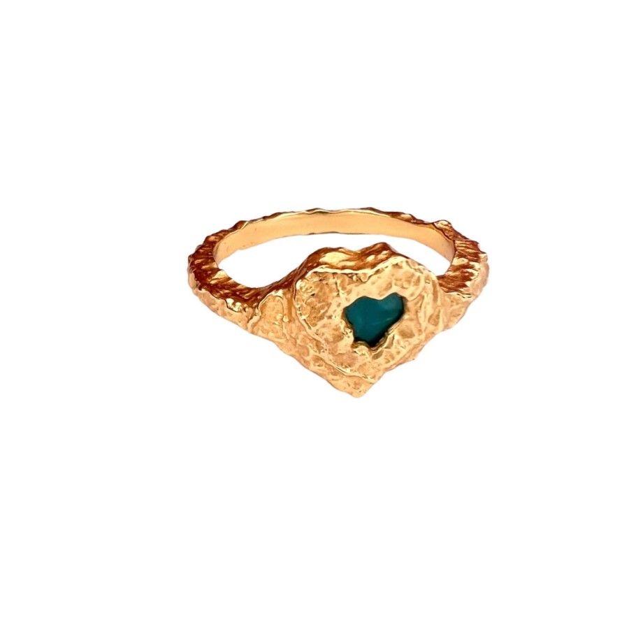 Women Bands of Courage | Petite Heart Reef Natural Turquoise Stone Ring