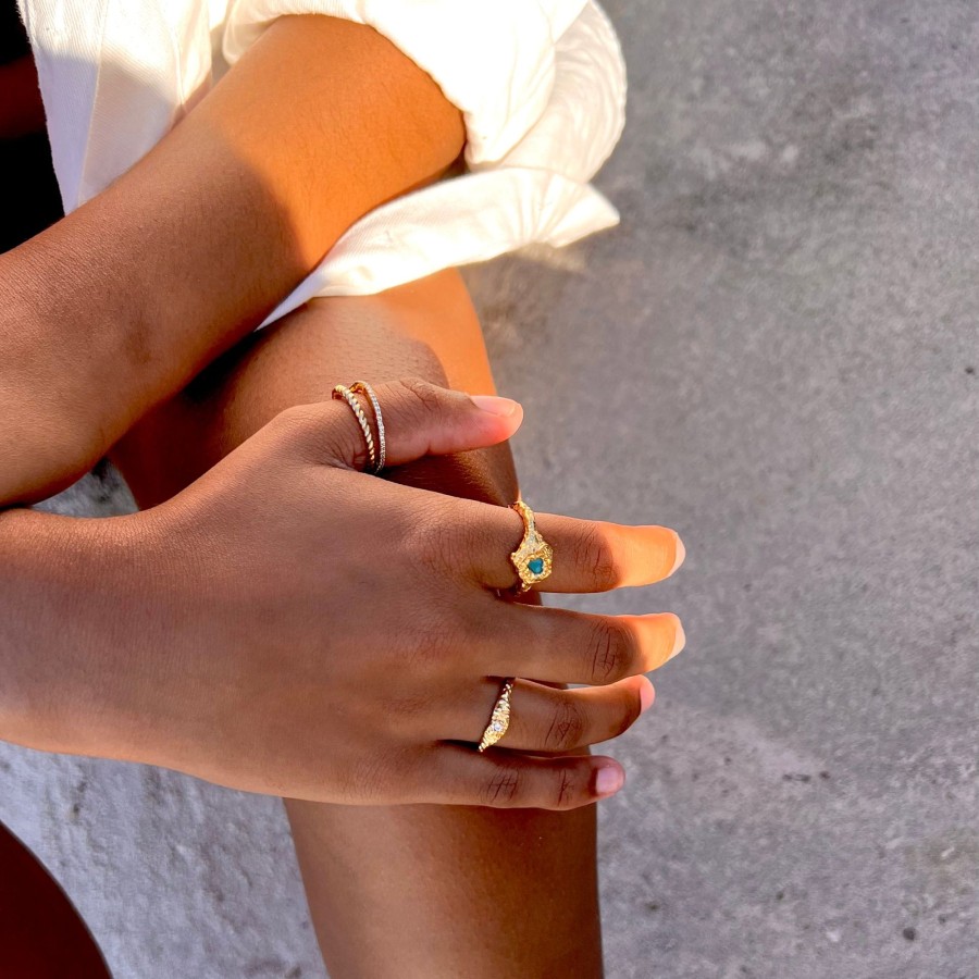 Women Bands of Courage | Petite Heart Reef Natural Turquoise Stone Ring