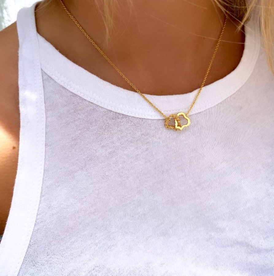 Necklaces Bands of Courage | Hugging Hearts Necklace, 18K Gold Plated