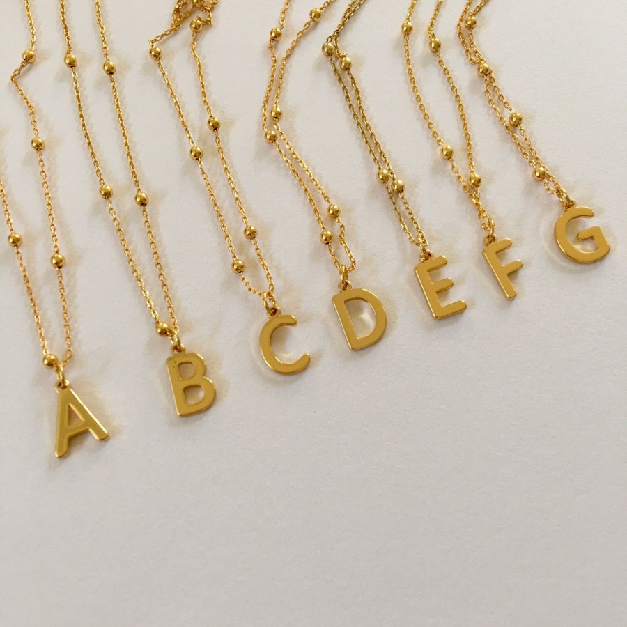 Necklaces Bands of Courage | Personalised Gold Letter Necklace